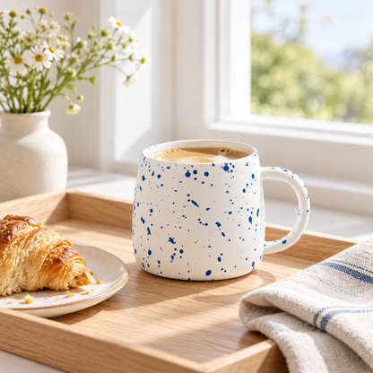 Blue Speckled Ceramic Coffee Mug