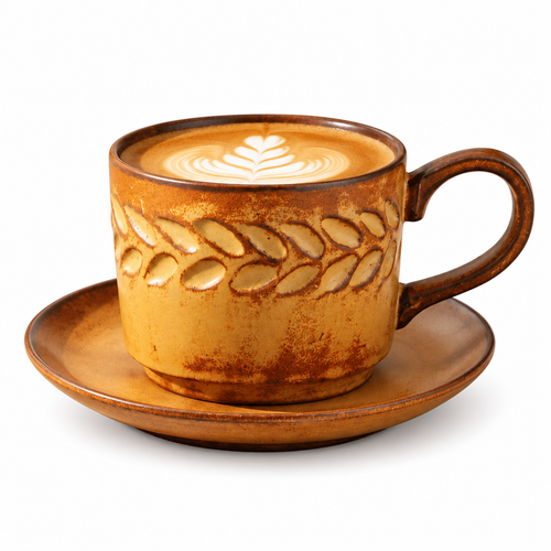 Vintage Wheat Ear Ceramic Coffee Cup and Saucer