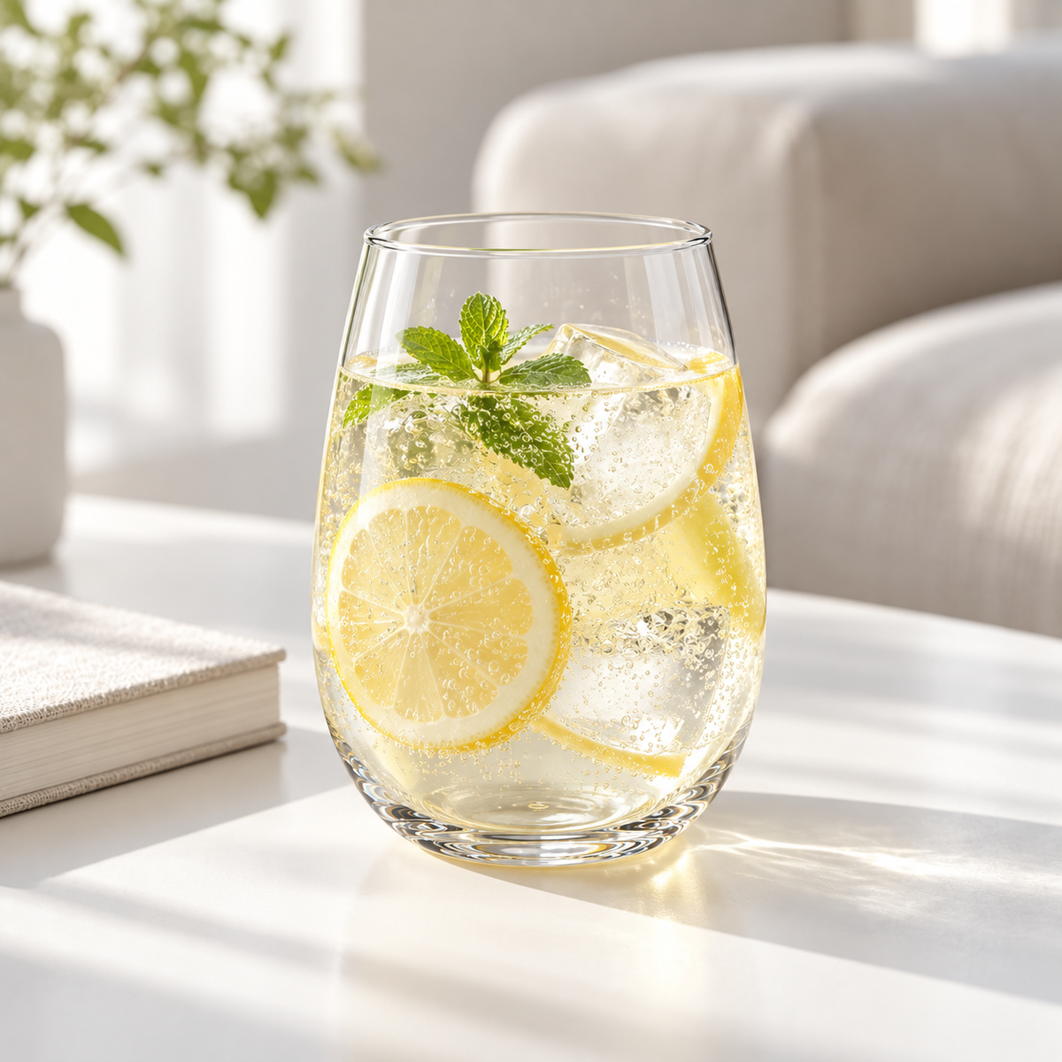 Clear Glass Fruit Tea and Sparkling Water Cup