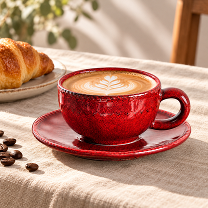Vintage Ruby Glaze Coffee Cup and Saucer