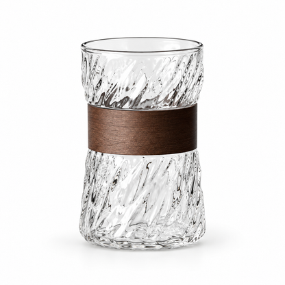 Clear Textured Glass Coffee Cup