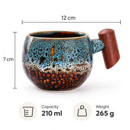 Blue Kiln-Glazed Ceramic Coffee Cup