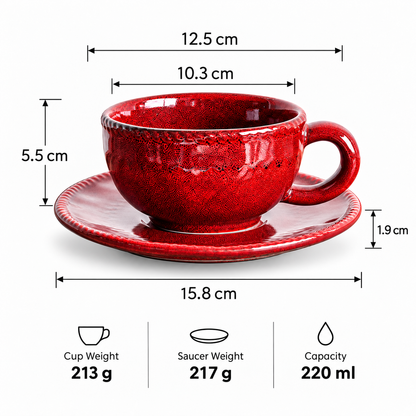 Vintage Ruby Glaze Coffee Cup and Saucer