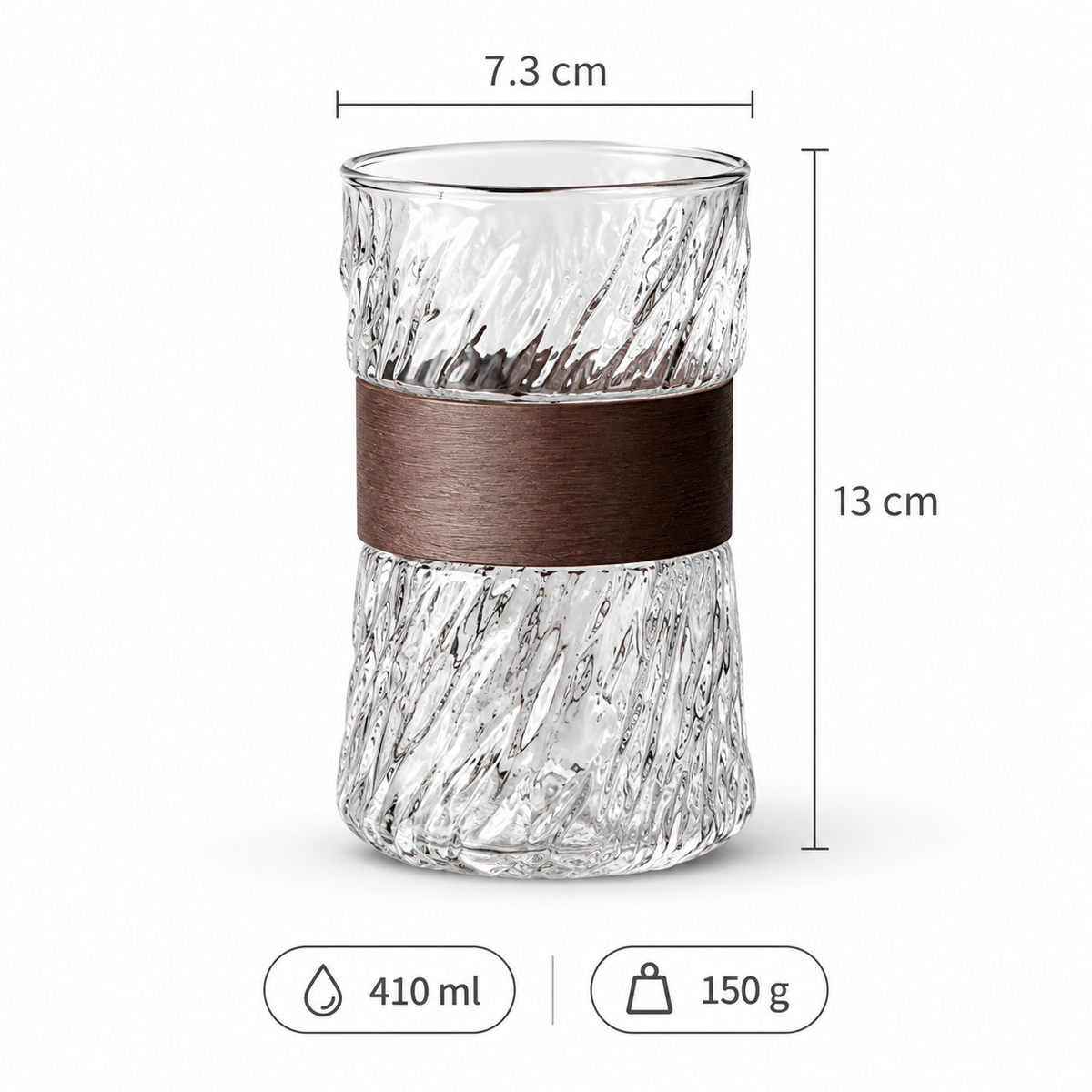Clear Textured Glass Coffee Cup