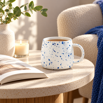Blue Speckled Ceramic Coffee Mug