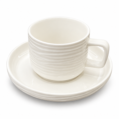Wave Ceramic Coffee Cup and Saucer