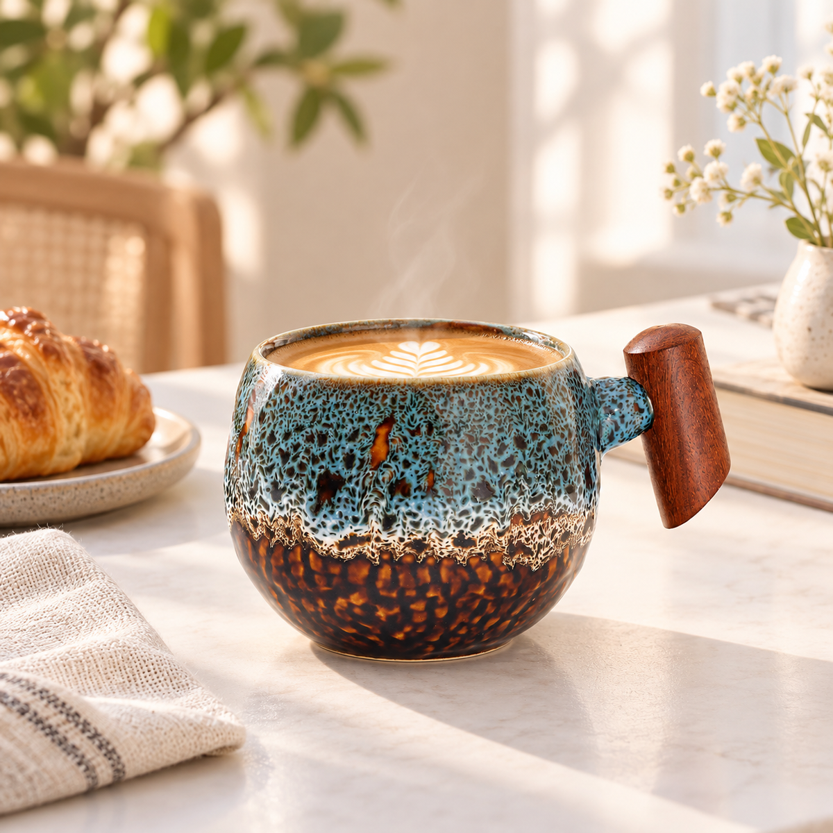 Blue Kiln-Glazed Ceramic Coffee Cup