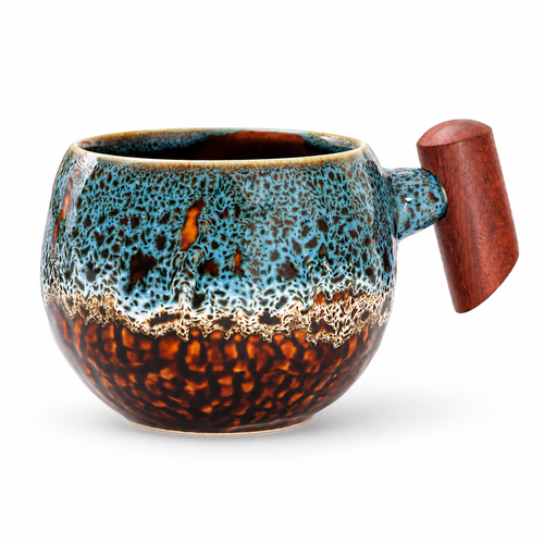 Blue Kiln-Glazed Ceramic Coffee Cup