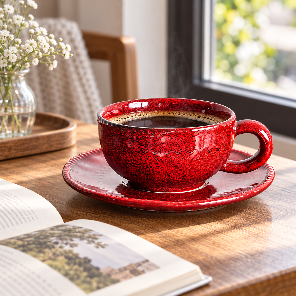 Vintage Ruby Glaze Coffee Cup and Saucer