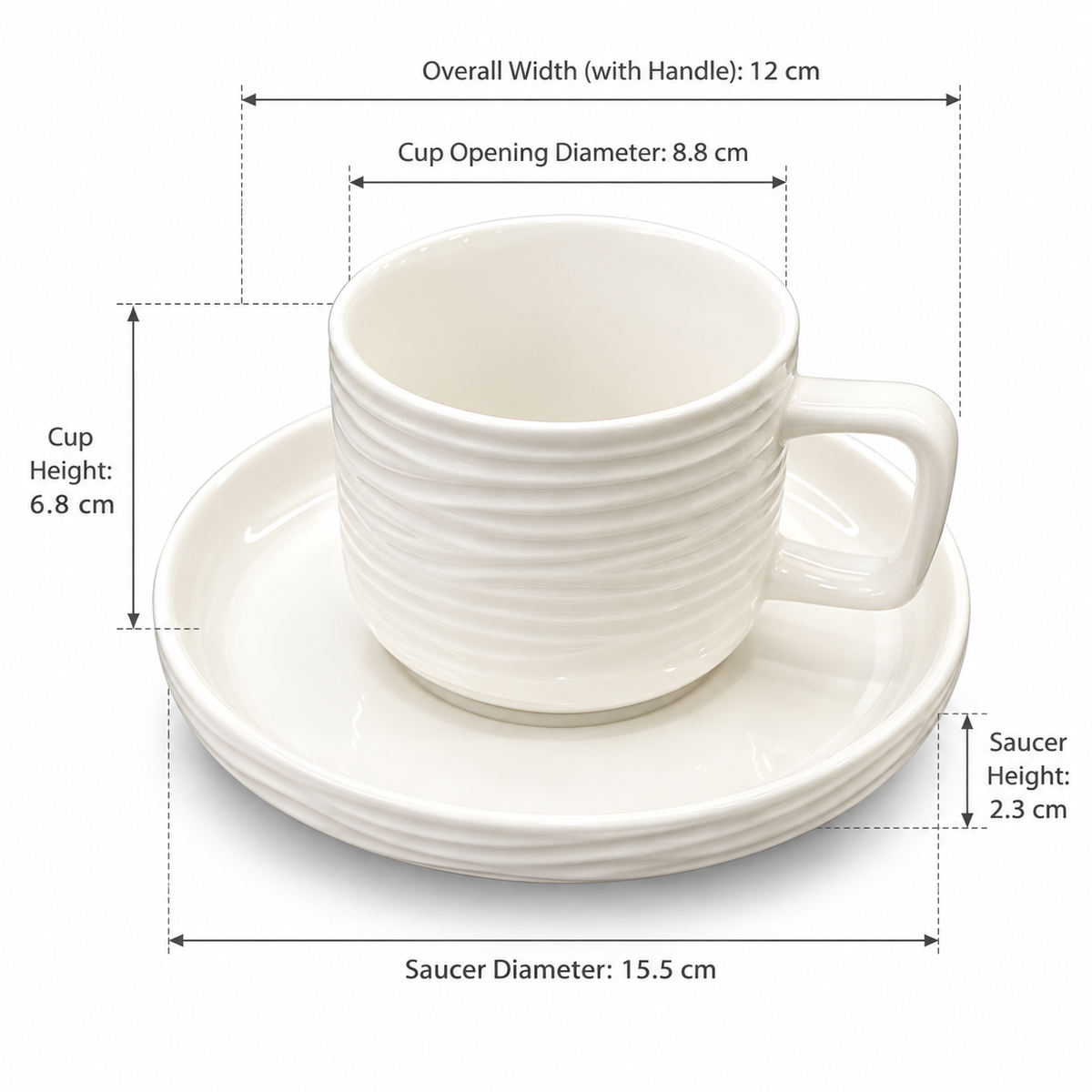 Wave Ceramic Coffee Cup and Saucer
