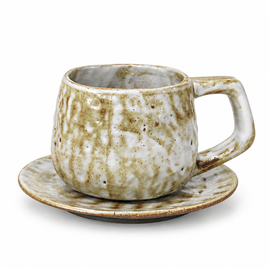 Handcrafted Ceramic Coffee Cup and Saucer