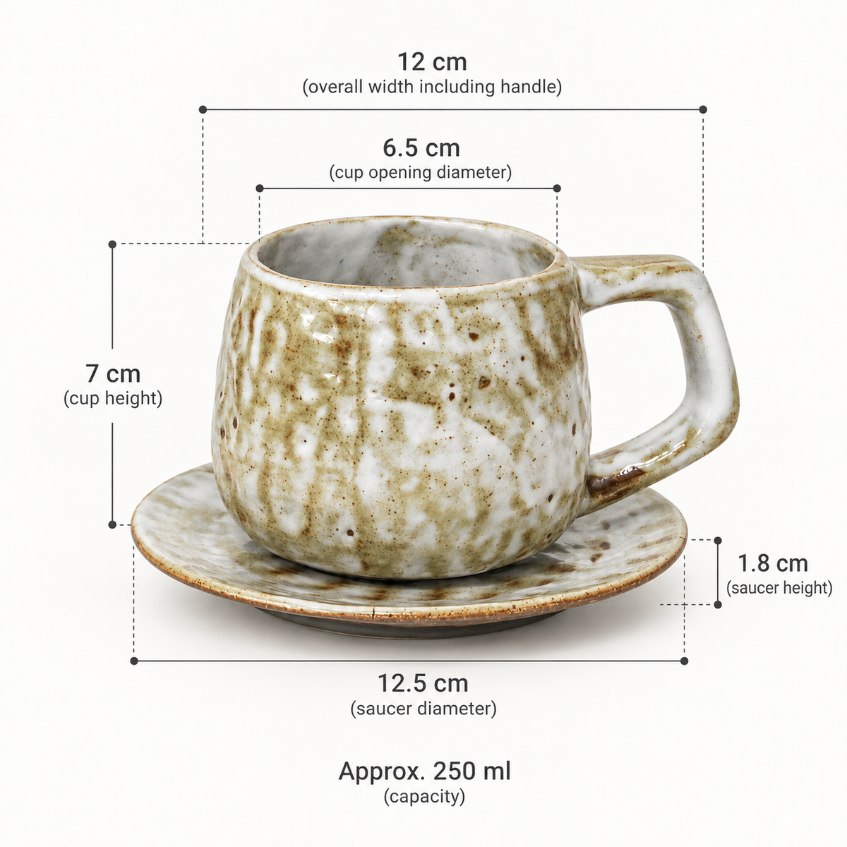 Handcrafted Ceramic Coffee Cup and Saucer