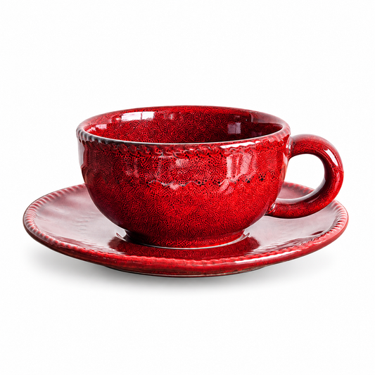 Vintage Ruby Glaze Coffee Cup and Saucer